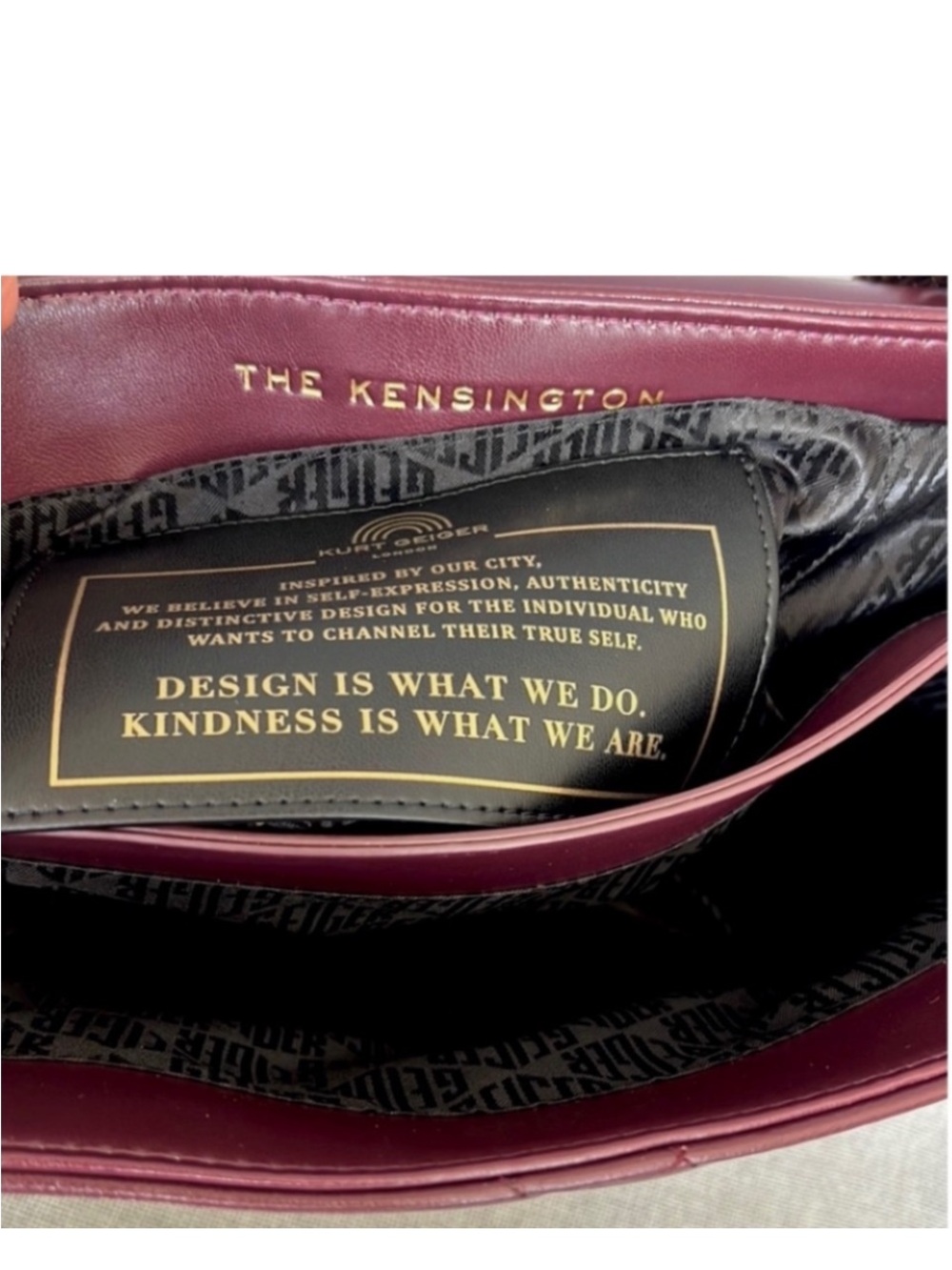 KURT GEIGER Kensington XXL Patent Crinkle Leather eagle shoulder bag BURGUNDY - Picture 9 of 16
